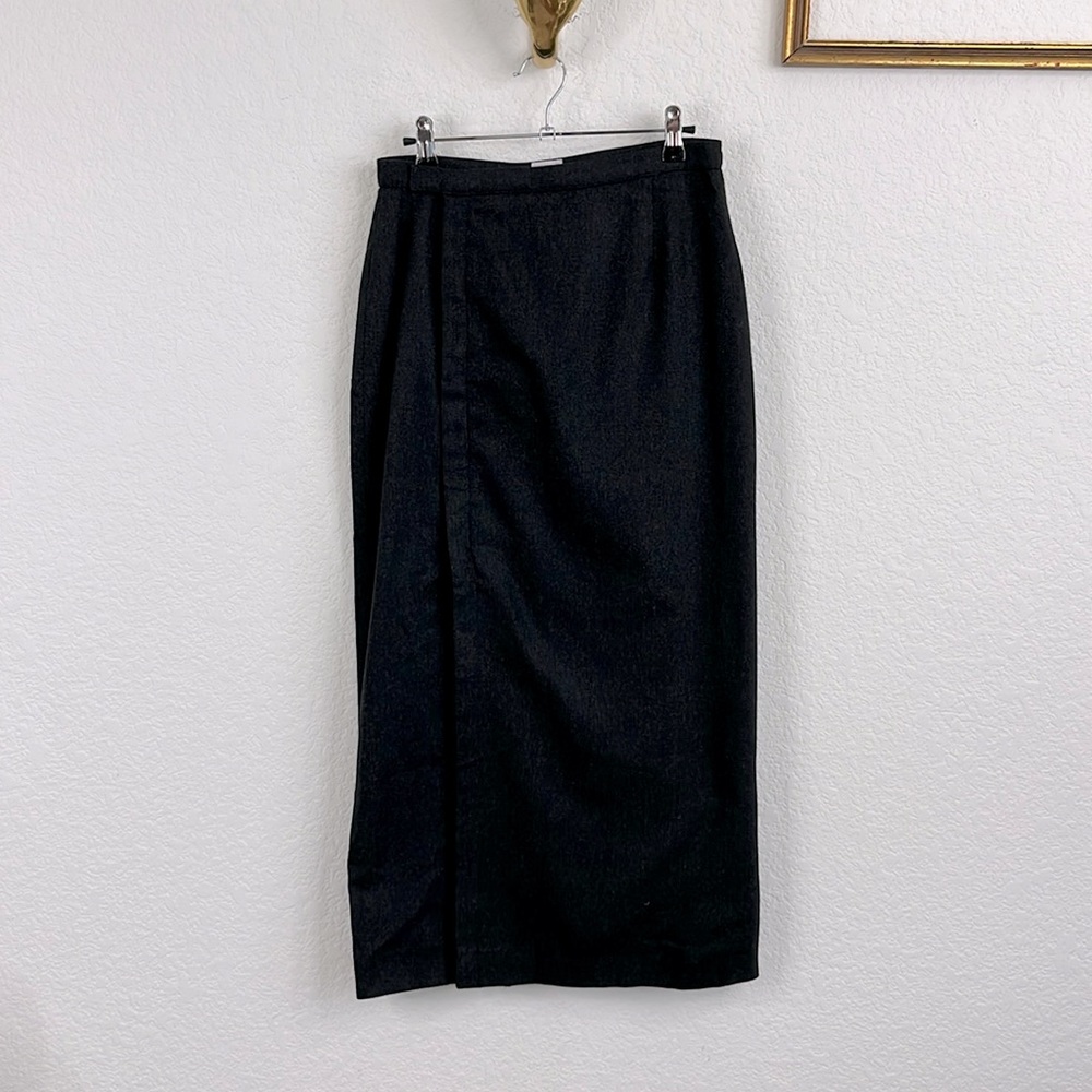 Giorgio Armani Le Collezioni Side Zip Wool Midi Skirt
